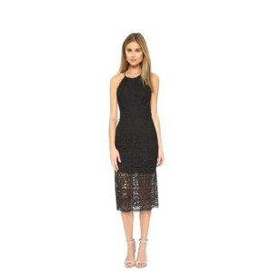 Cynthia Rowley Black Midi Lace Tie Back Halter Dress Size 12 NWT